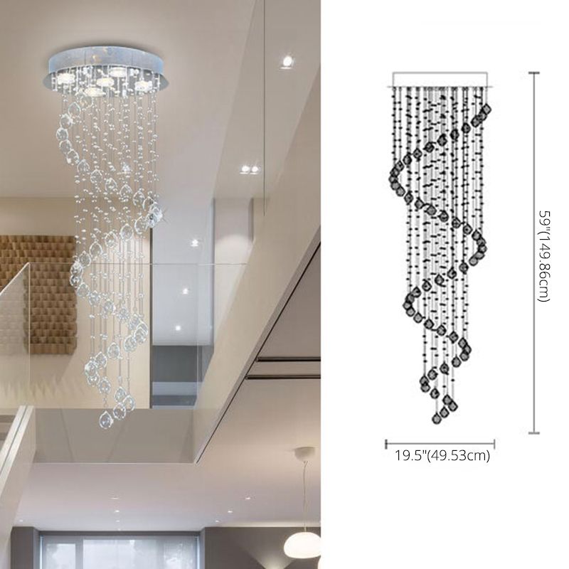 Droplet Hanging Light Fixtures Modern Simplicity Stainless Steel Ceiling Pendant for Stairwell