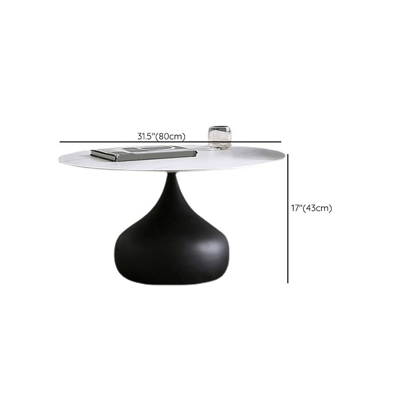Round Slate Coffee Table Set Metal Pedestal Simple Cocktail Table