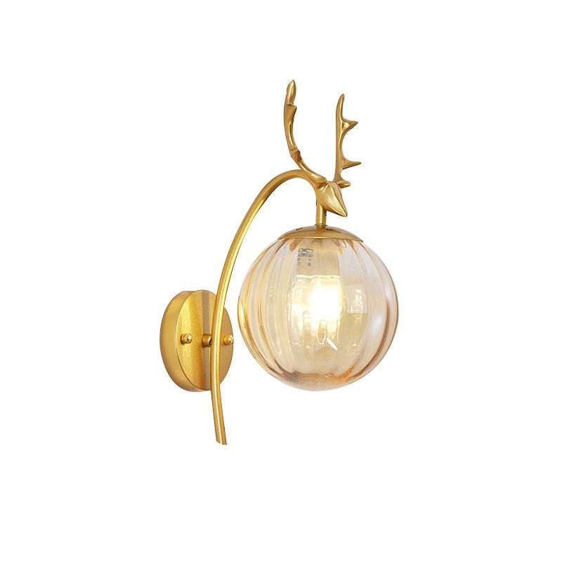 1-Light Ball Wall Lamps Modern Style Glass Wall Mounted Lights