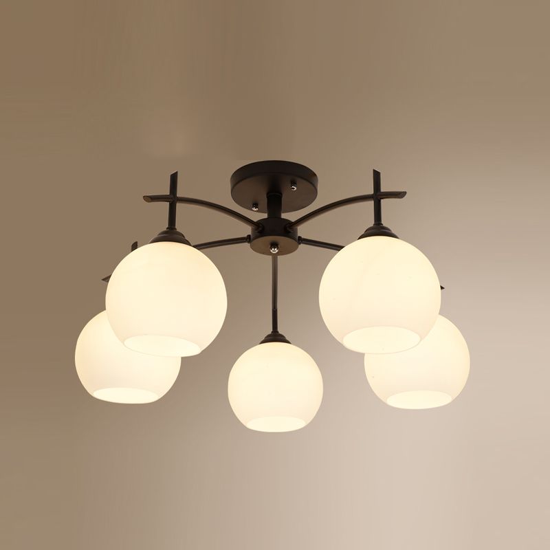 Lámpara de techo múltiple de la lámpara de semi lavado de metal tradicional con sombra de vidrio de globo