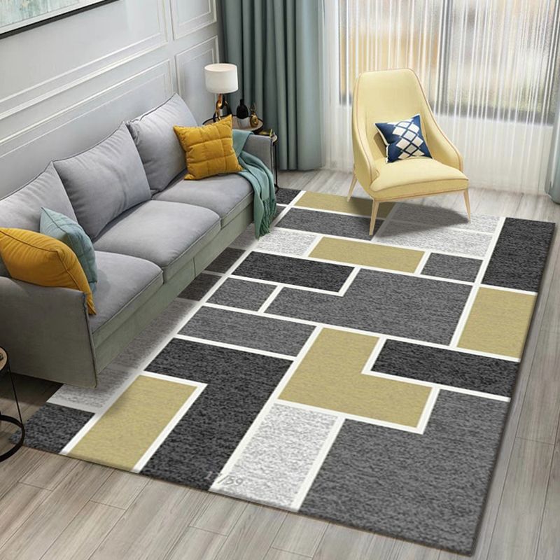 Minimalist Graphic Print Rug Polyester Area Carpet Pet Friendly Indoor Rug for Home Decoration