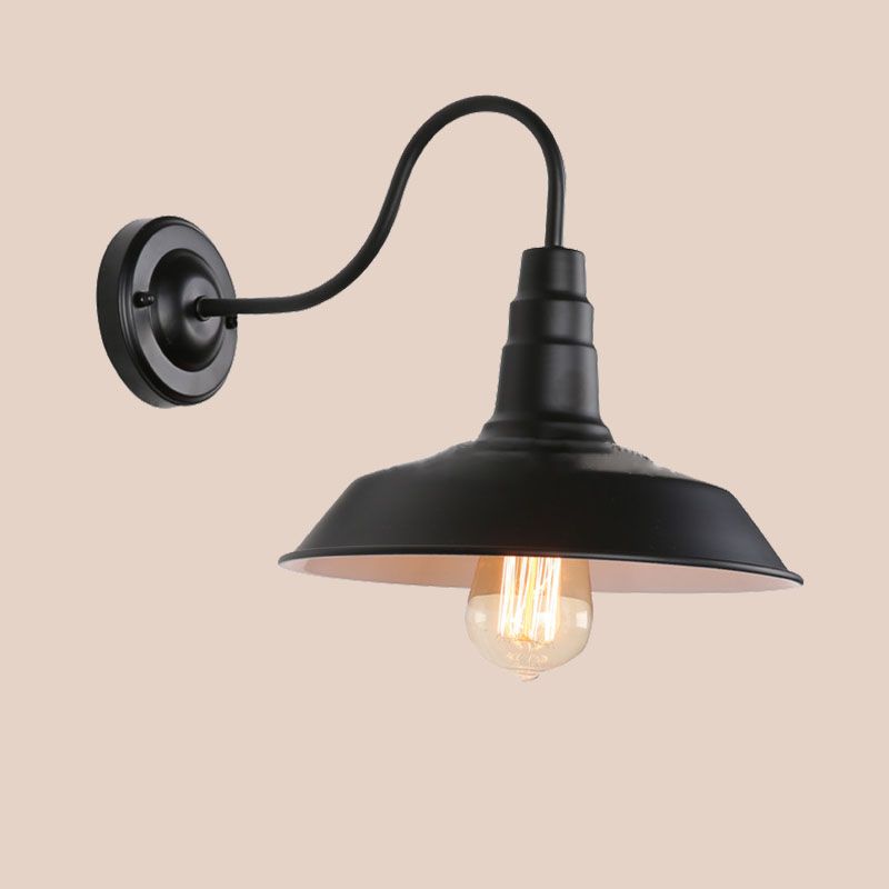 Wölbende Wandleuchte leichte industrielle Eisen 1-Licht-Wandbeleuchtung in Schwarz
