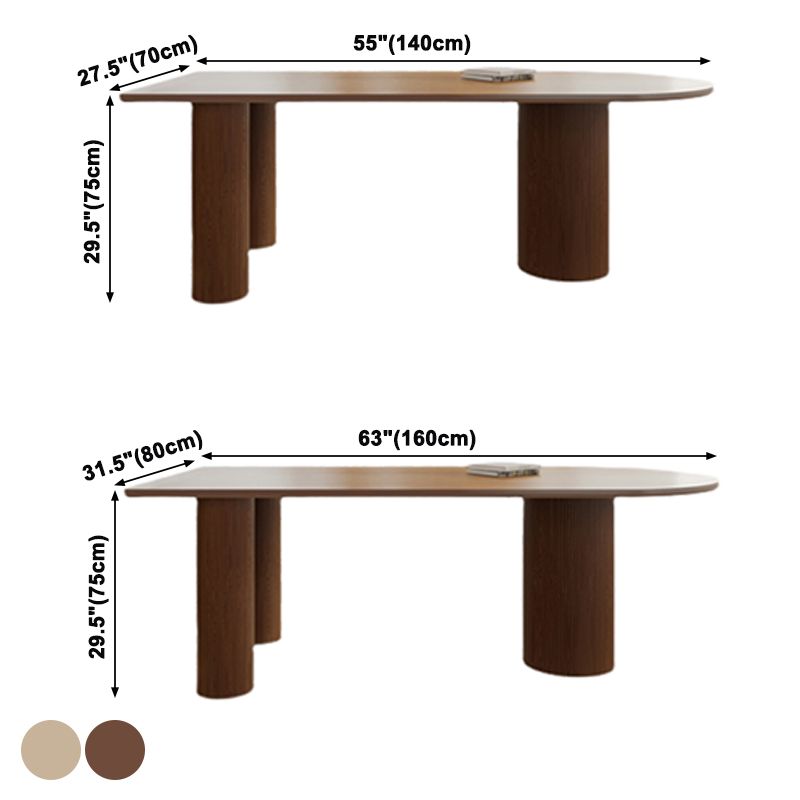 Contemporary Dining Table Solid Wood Table with 3 Legs for Dining Room