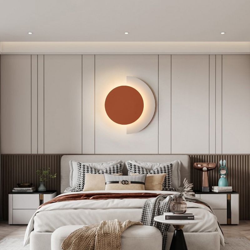 Round Shape Metal Wall Lights Modern Style Wall Mounted Light Fixtures