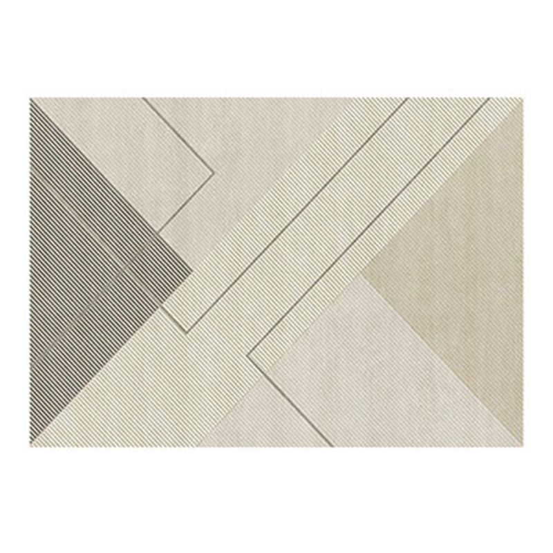 Causal Line Carpet Polyester Beige Carpet Tear Resistant Carpet for Living Room