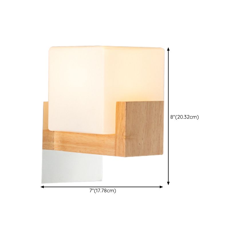 Modern Simple Wooden Wall Light Sconces Square Shape Wall Mounted Light