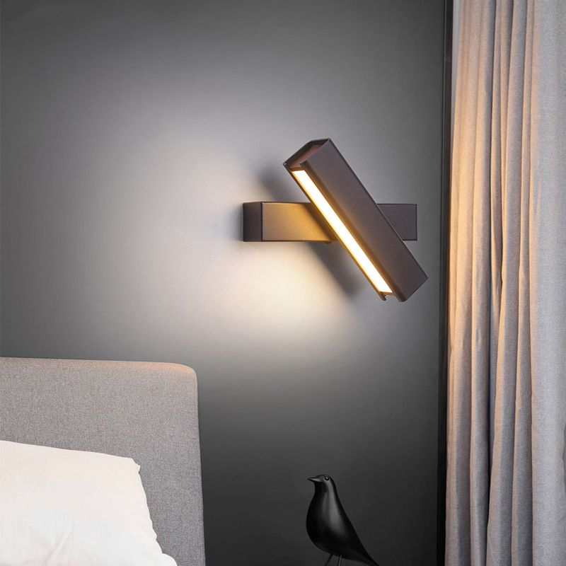 350 ° roteerbare rechthoekige LED -wandlamp 7,5 "brede Noordse eenvoudstijl metaal SCONCE Licht met onafhankelijke schakelaar
