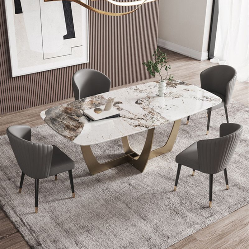 Nordic Glam Style Sintered Stone Round Table Set 1/5/6 Pieces Dining Set