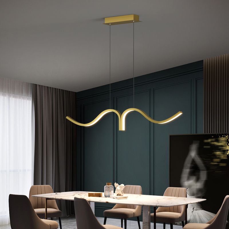 Contemporary Waves Island Light Metal 2 Light Island Lighting Fixtures for Kitchen