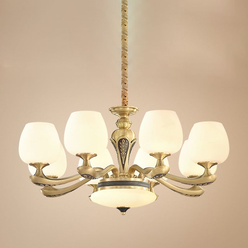 Glass American Chandelier Bowl Shape Multi Light Hanging Light pour le restaurant