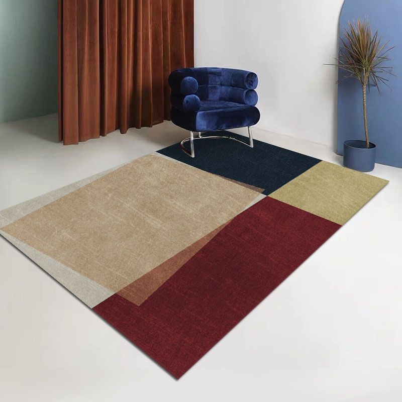 Modern Rectangle Print Rug Polyester Area Carpet Stain Resistant Indoor Rug for Living Room