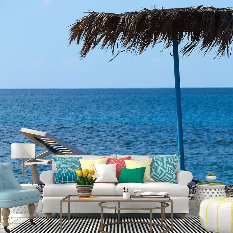 Tropical Beach Wall Mural Wallpaper Moisture Resistant for Sleeping Room