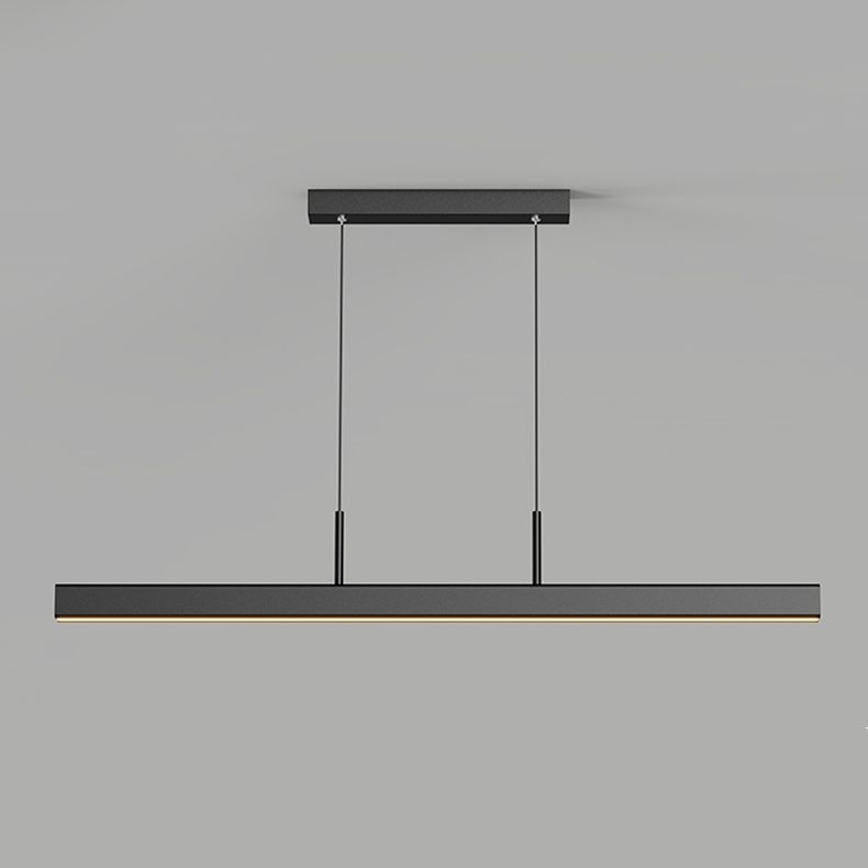Linear Shape Island Light Contemporary Style Metal 1 Light Island Pendant Light in Black