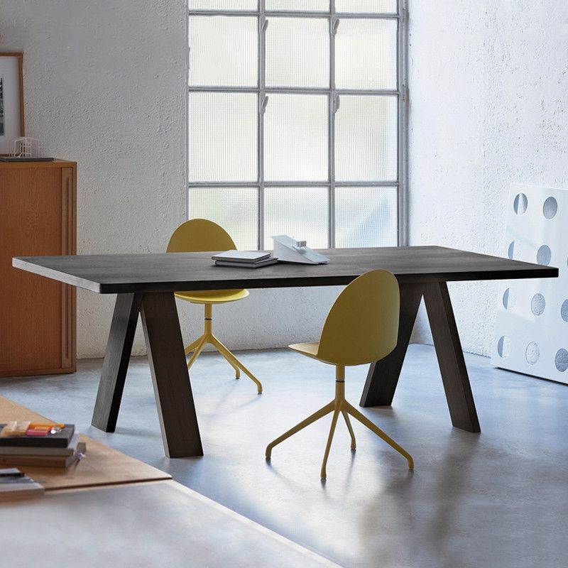 Table à manger rectangulaire industrielle table en bois massif en bois avec 4 jambes