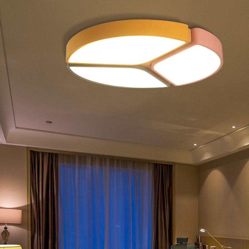 16"/19.5"/23.5" Wide Circular Flushmount Light Macaron Metallic Led Close to Ceiling Light in Warm/White Light