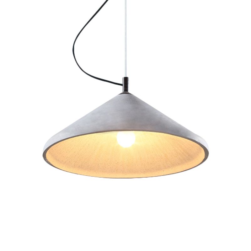 Cone Dining Room Ceiling Light Industrial Cement 1 Light Grey Pendant Lamp Fixture
