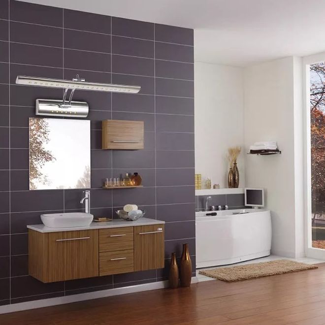 Modern Simplicity Elongated Vanity Light Fixture Stainless Steel Wall Lighting Fixtures for Bathroom