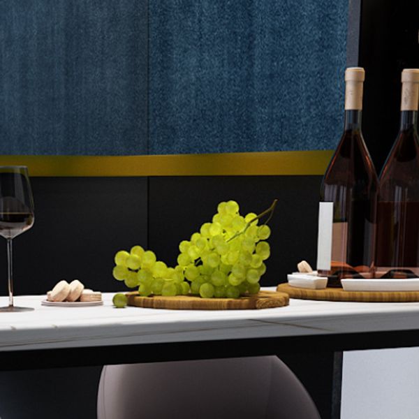 Stone Indoor Industrial Bar Dining Table Black Double Pedestal Bistro Table with Shelve