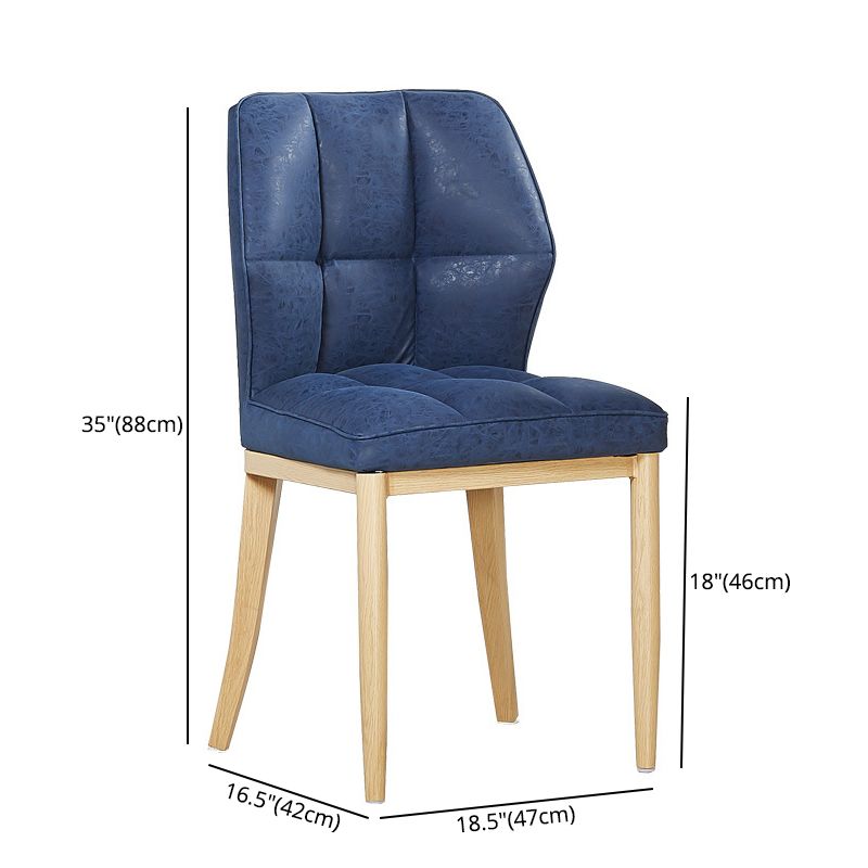 Sillas de comedor sin brazos de cuero, sillas laterales tapizadas modernas con patas de metal