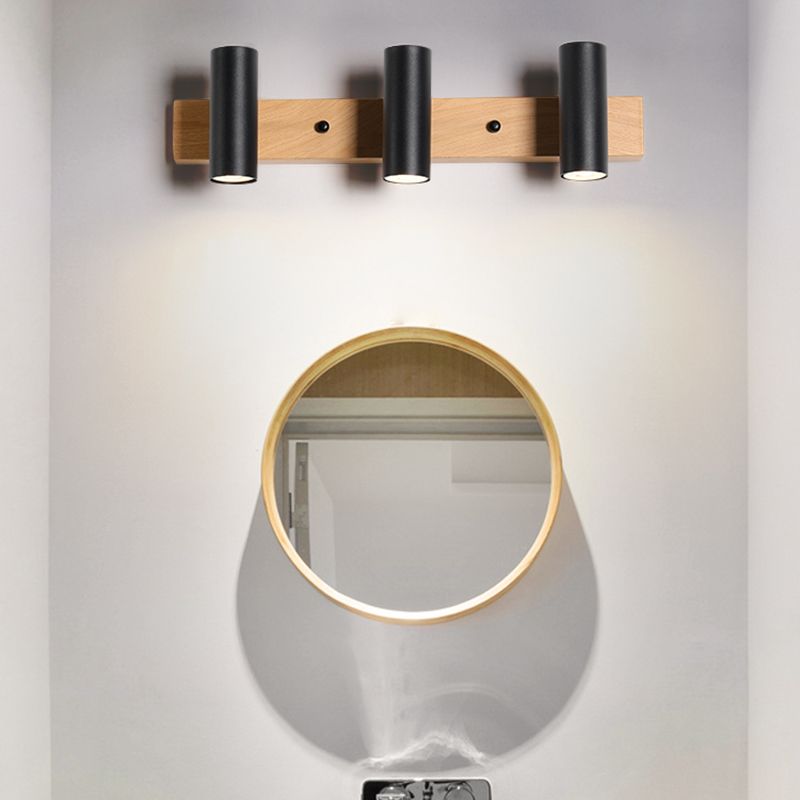 Lámpara de tocador de forma de cilindro de tocador de tocador de hierro de estilo nórdico con sombra de metal para dormitorio