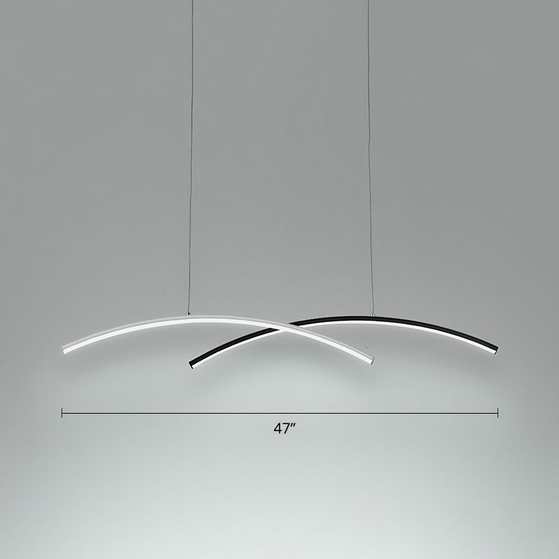 Black and White Arc Ceiling Lighting Simplicity LED Metal Hanging Island Light for Living Room
