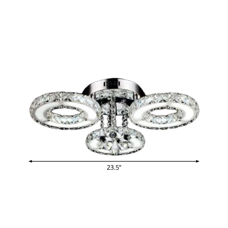 3/6 Lampadine Flush Massimale Light Modern Circular Opulent Inlaid Crystal Flushmount in Silver