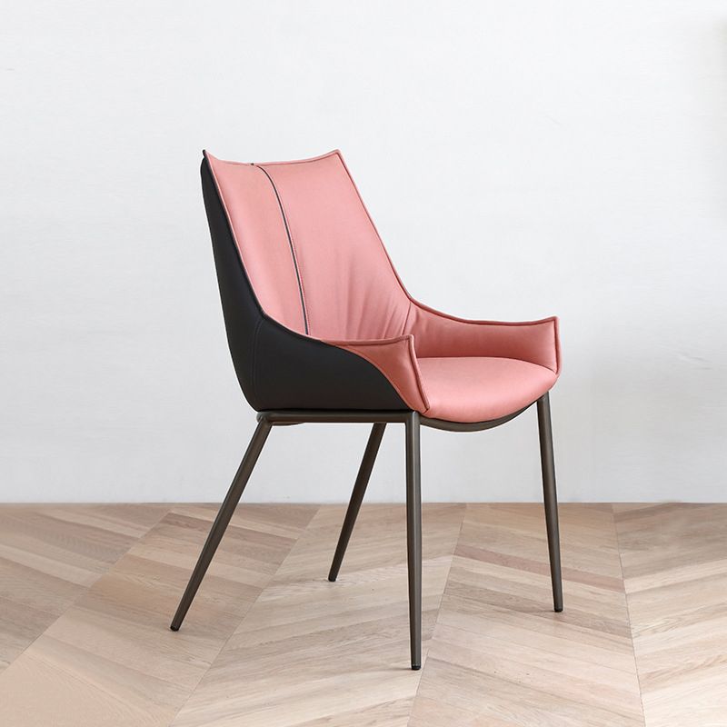 Metal Kitchen Dining Side Chair Upholstered Dining Chair with Black Legs