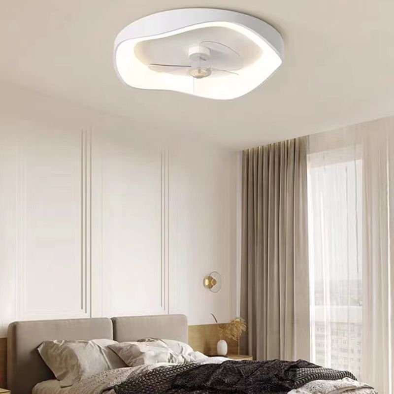 Contemporary 3-Blade Ceiling Fan White LED Fan with Light for Home
