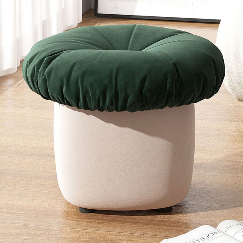 Contemporary Pouf Ottoman Cotton Upholstered Tufted Mushroom Shape Ottoman