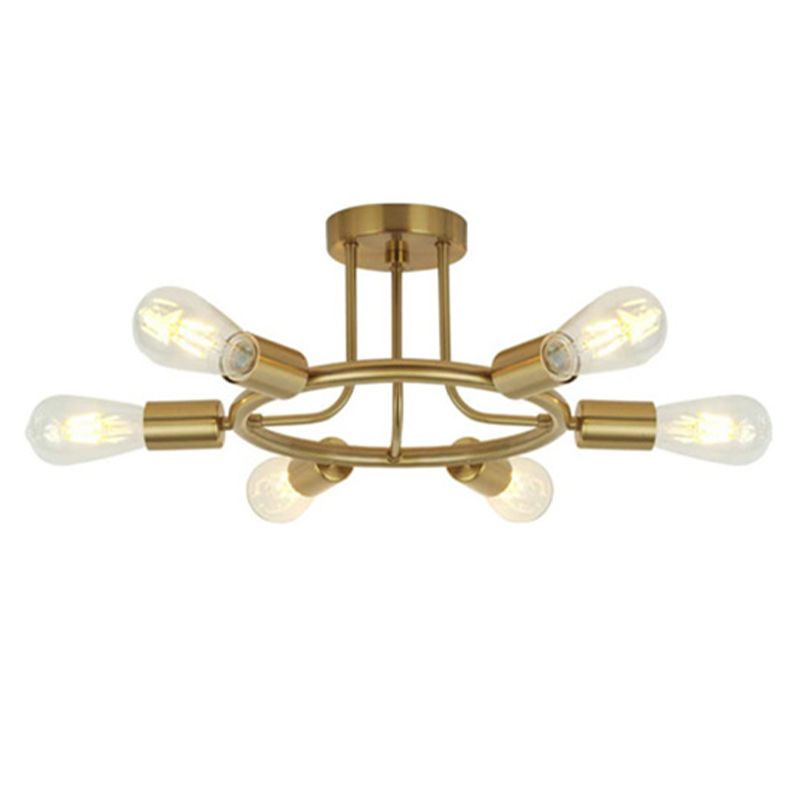 Industrial Flush Mount Circle Shape Ceiling Light with Metal Shade for Living Room