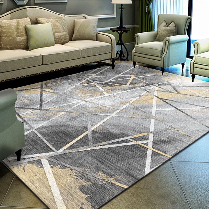 Unique Geometrical Print Rug Multi Color Modern Carpet Synthetics Stain Resistant Washable Non-Slip Backing Rug for Home