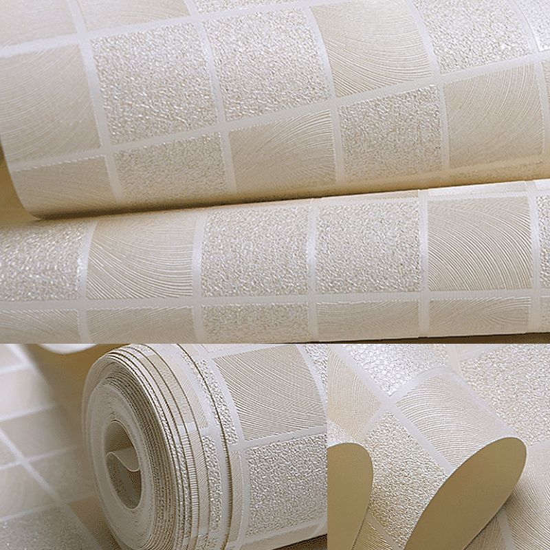 Modern Mosaic Tile Wallpaper Roll Light-Color Dining Room Wall Art, 33' L x 20.5" W