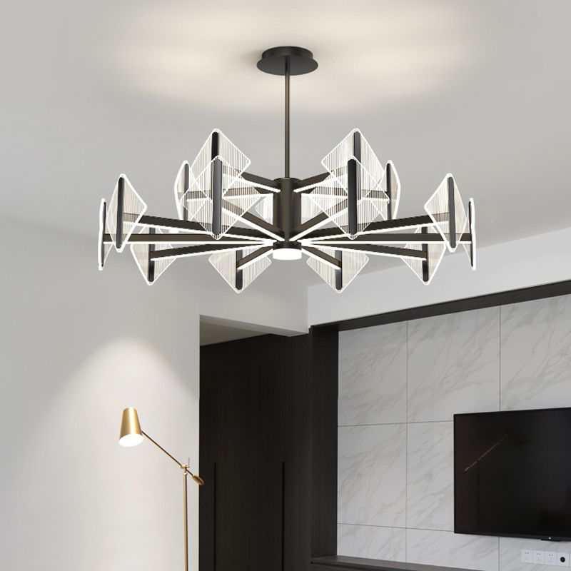 Creative Acrylic LED Chandelier Modern Style Pendant Light in Black for Bedroom