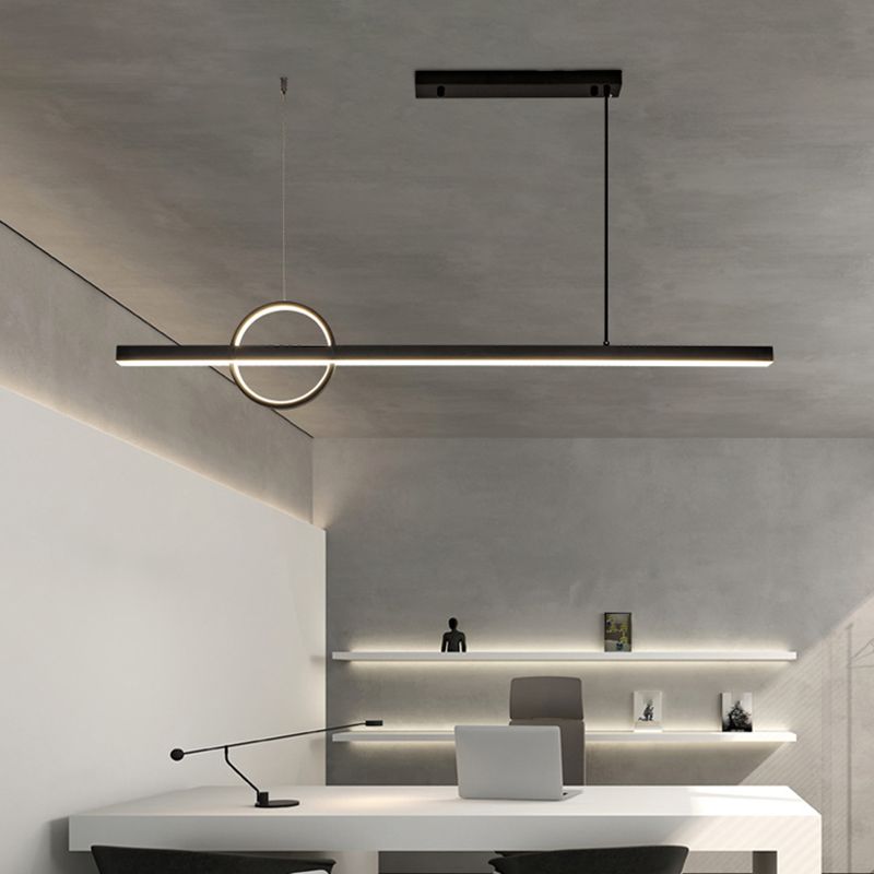 Nordic LED Island Lighting Fixture Minimalist Metallic Pendant Light for Dining Room