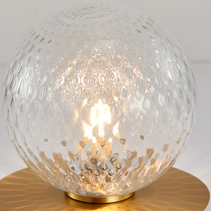 Modern Concise Indoor Flush Mount Copper Globe Ceiling Fixture with Ripple Glass Shade