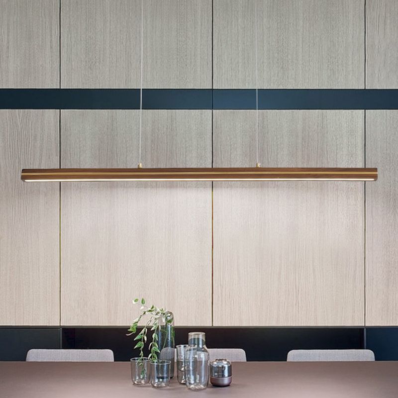 Modern Minimalism Wood Island Pendant Lighting Strip Woodwork Island Ceiling Light for Dining Table