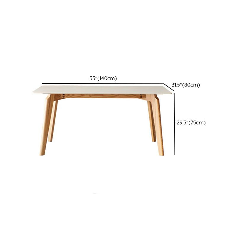 Modern Style Rectangle Table Sintered Stone Table with Wood Legs for Kitchen