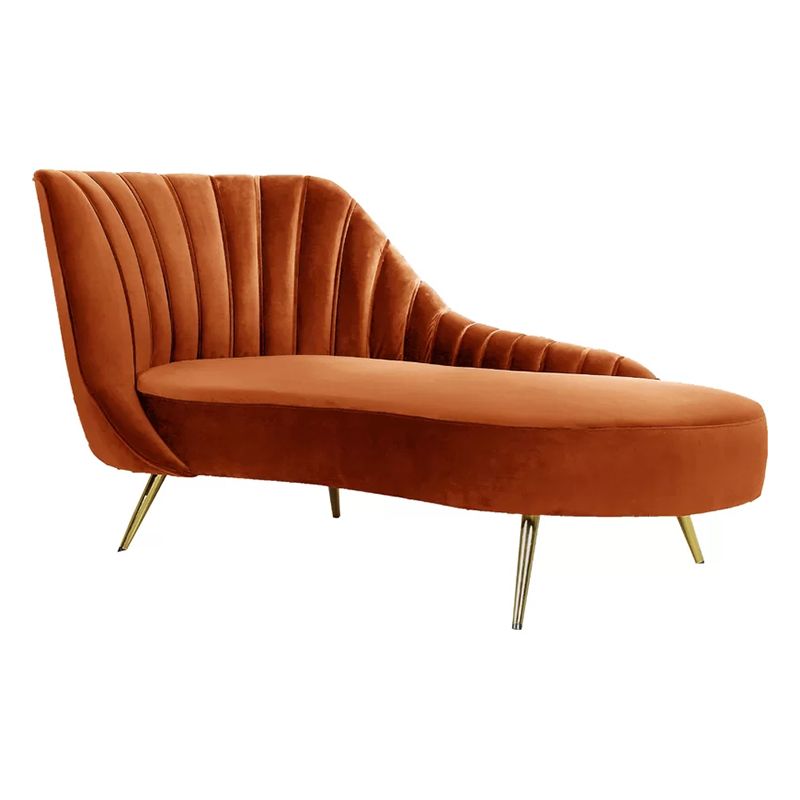 Glam Upholstered Velvet Chaise Lounge Couch Metal Chaise Lounge Chair