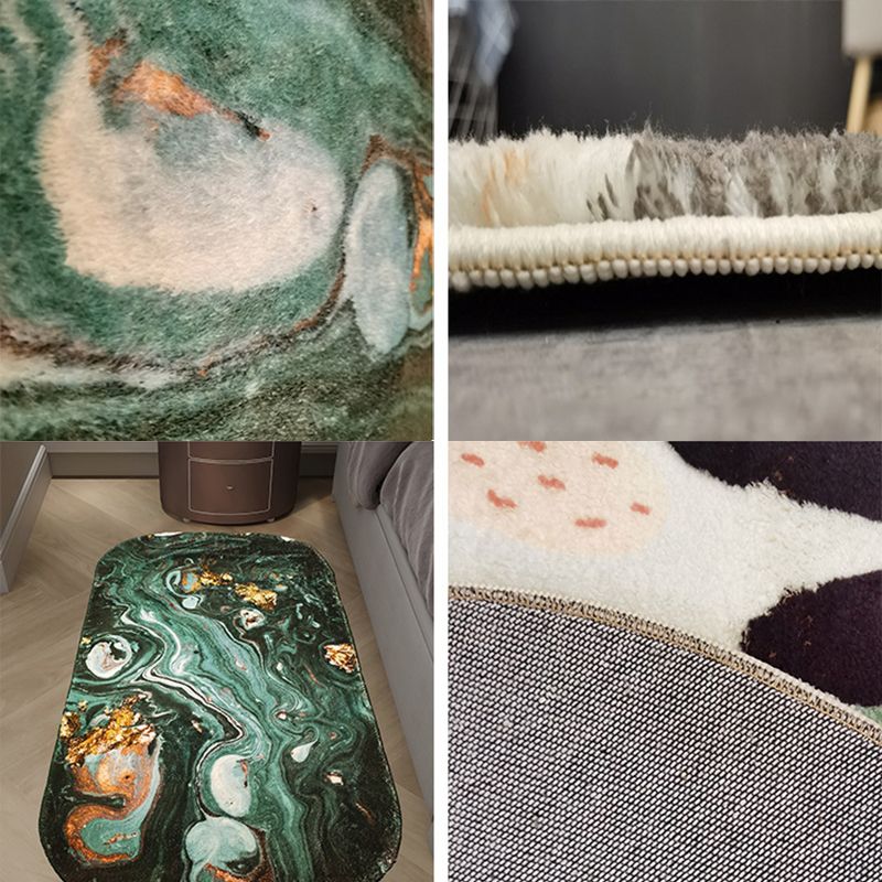 Blackish Green Abstract Pattern Rug Polypropylene Minimalist Indoor Rug Non-Slip Backing Pet Friendly Area Carpet for Decor