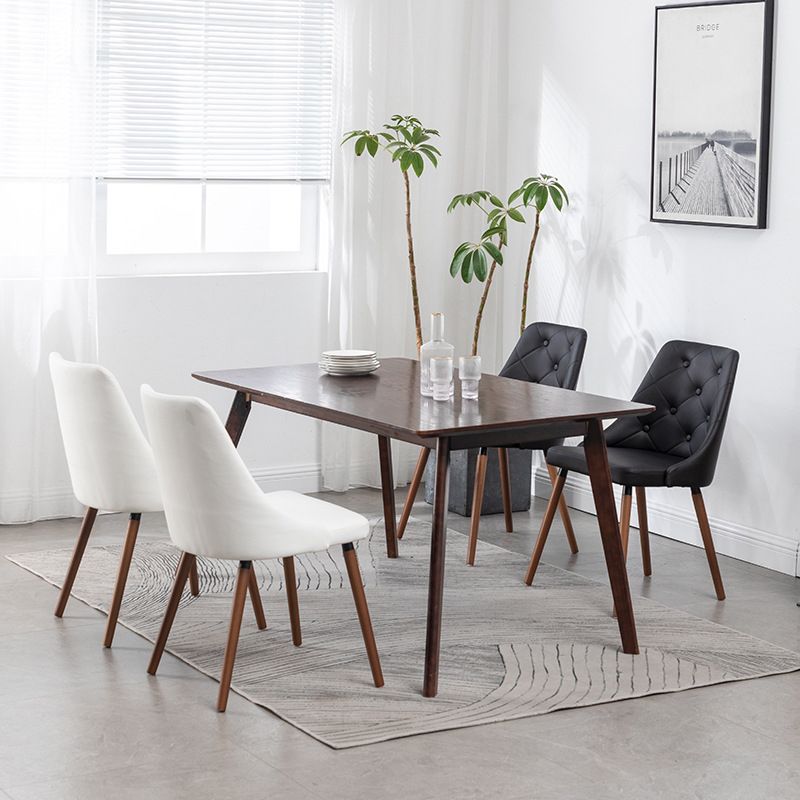 Modern PU Leather Dining Chairs Parsons Furniture with Wood Legs in Matte Finish for Home