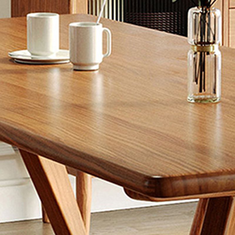 Rectangle Double Base Dining Table Medieval Modern Style Wood Table for Kitchen