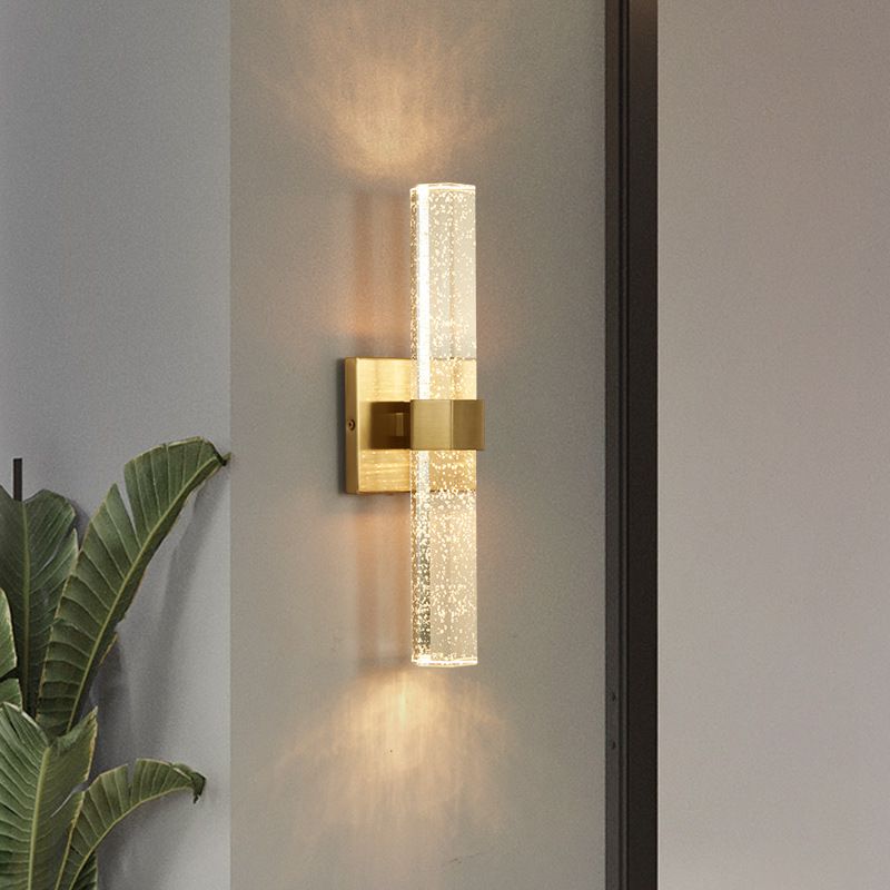 Lineare 2 Leichter Wandleuchten moderner Kristallwandmontageleuchte in Gold