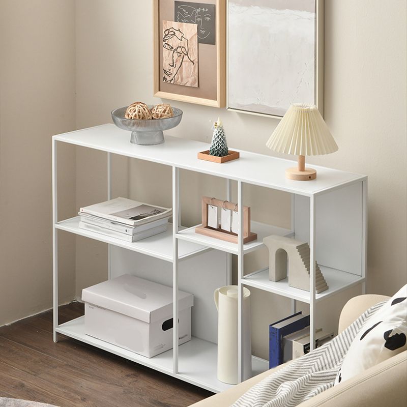 Modern Style Open Back Bookshelf Horizontal Metal Bookcase with Shelves