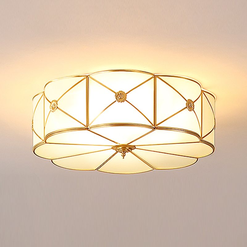 Plafonnier encastré en verre, éclairage de plafond classique pour salle à manger en or