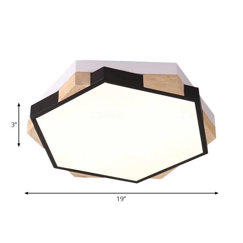 Style nordique Hexagon Flush Mount Light Acrylic Ceiling Lamp for Study Room