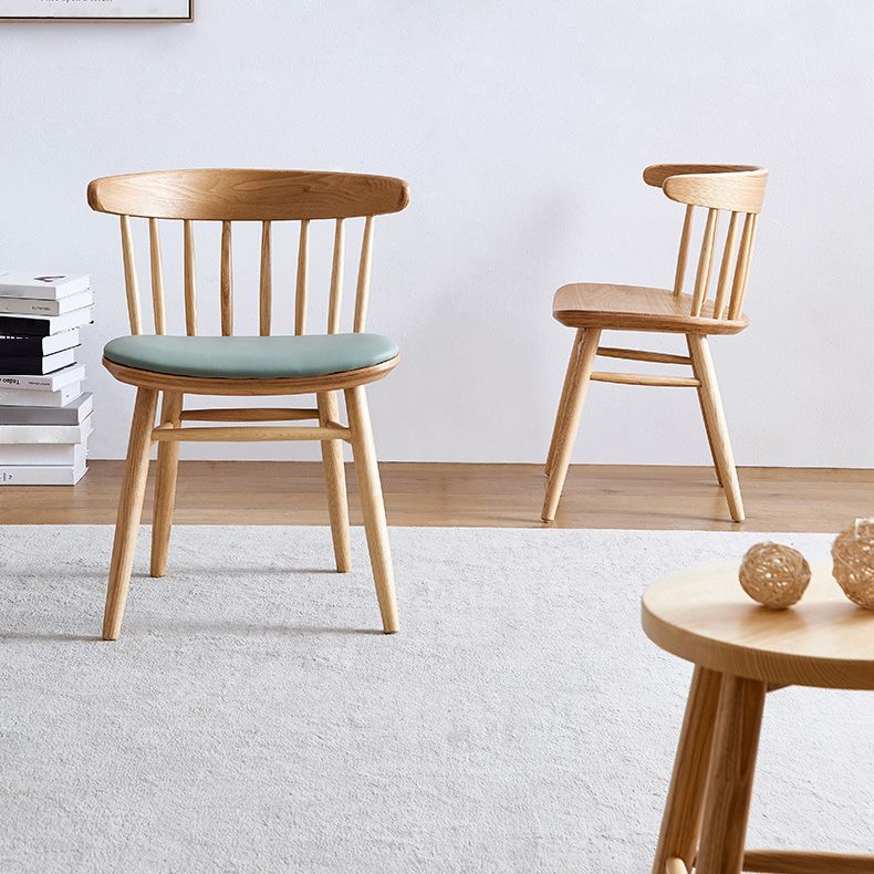 Silla trasera Windsor contemporánea, silla sin brazos de comedor de madera maciza