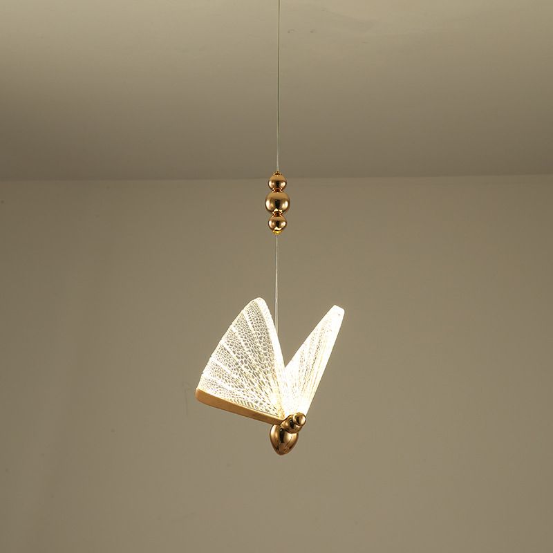 Modern Luxury Butterfly Pendant Light Aluminium Indoor LED Hanging Lamp with Acrylic Shade