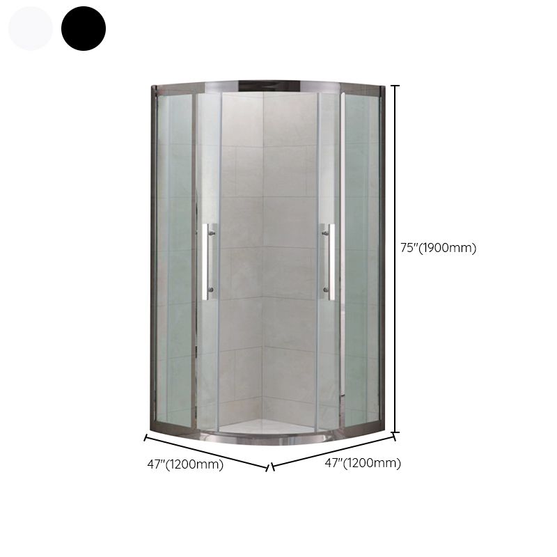 Shower Enclosure Semi-Frameless Double Sliding Neo-Angle Black Door Handles Shower Stall