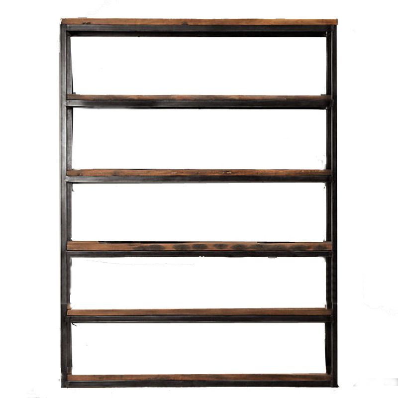 Contemporary Metal and Wood Book Shelf Open Home Shelf Bookcase with Shelves