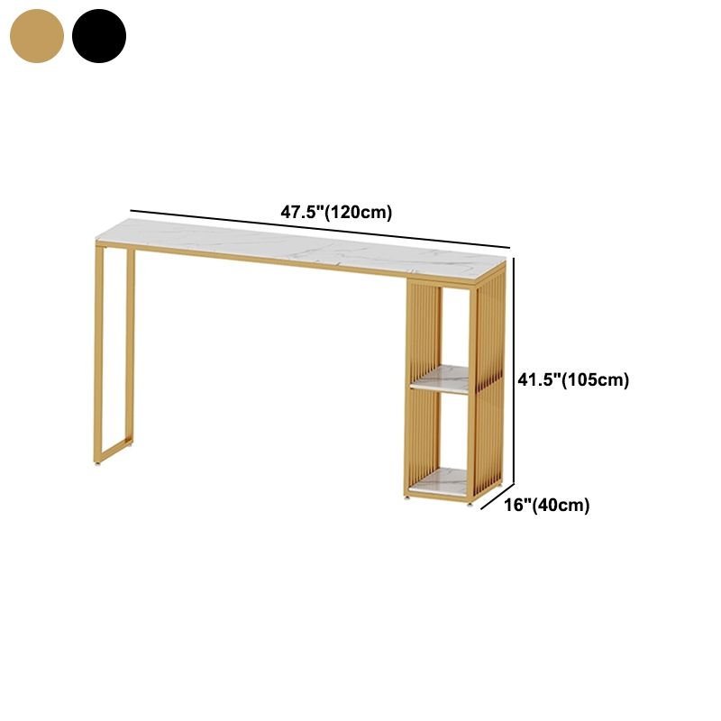 Modern 1/3 Pieces Bar Table Set Rectangle Stone Counter Table with High Stools for Kitchen